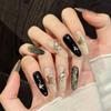 10pcs Gold Black False Nails with Rhinestone Decor Delicate Rose Butterfly Press On Nails For Gothic Party Wedding Photography