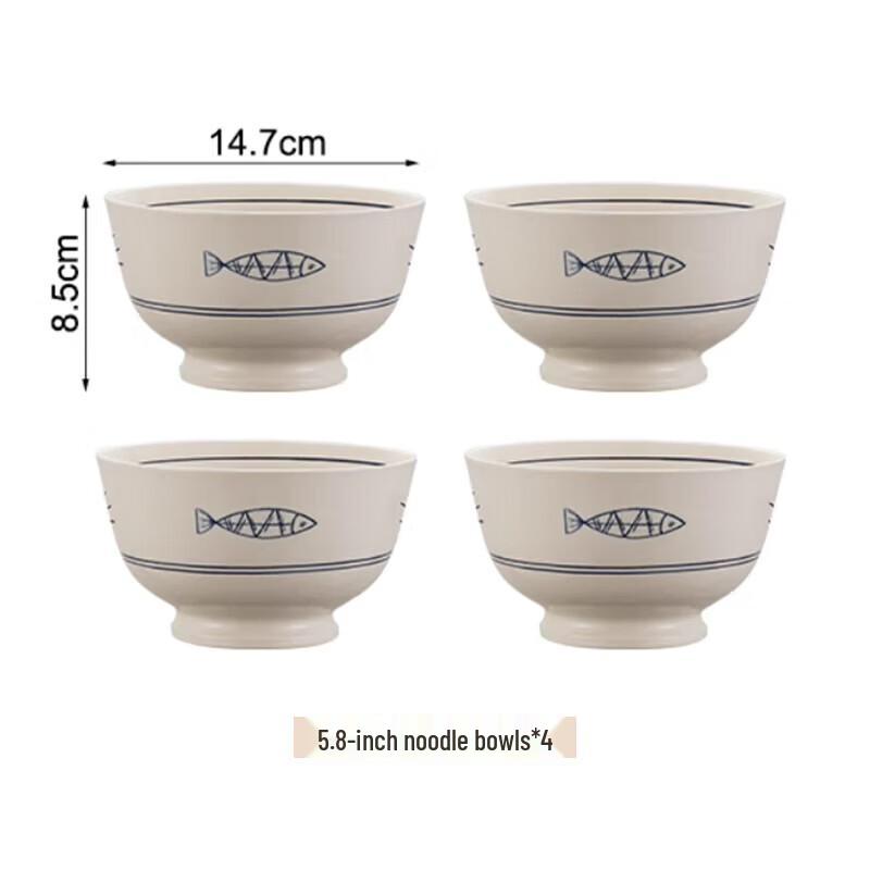 ZISIZ Japanese Hand-Painted Ceramic Dinnerware Set - Happy Fish Series