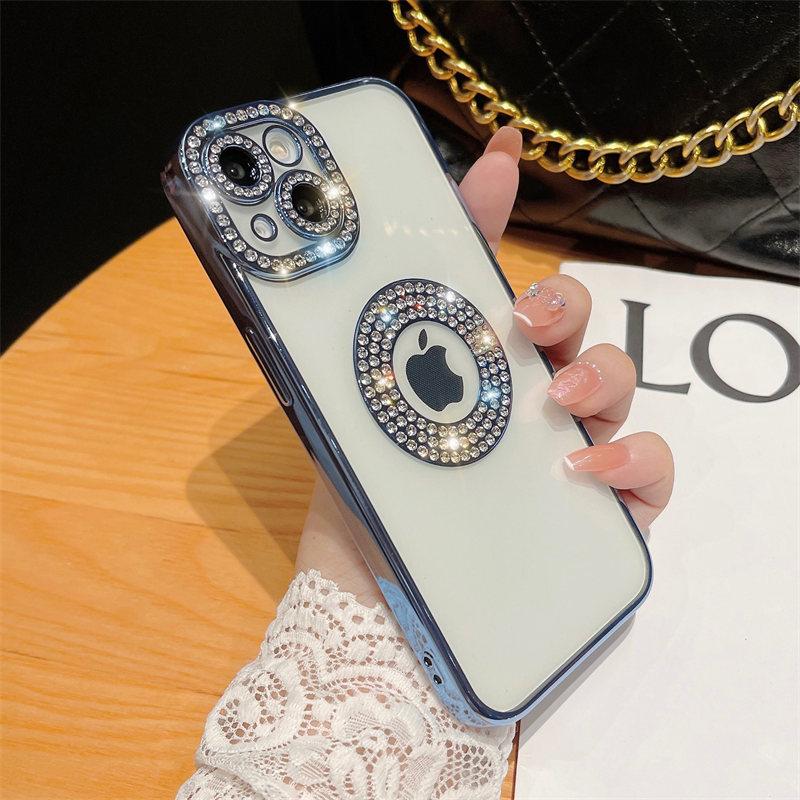 For Iphone 14 Pro Max Luxury Plating Flash Diamond Silicone Phone Case For Iphone 11 12 13 14 Plus Hollow Out Rhinestone Cover