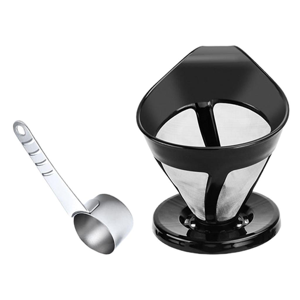 Stainless Steel Coffee Strainers with Measuring Spoon Coffee Filter Set Mesh Coffee Funnel Suitable for Coffee Machines