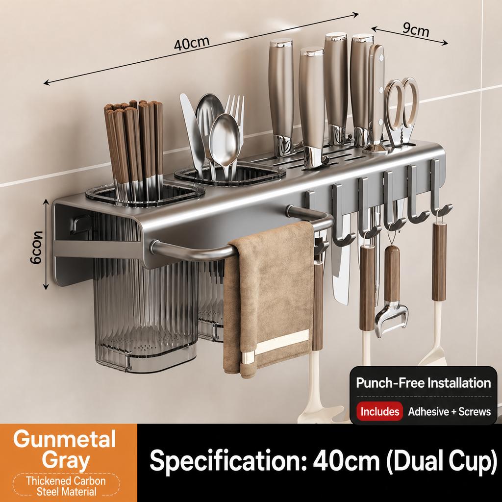 Knife Holder Kitchen No-Drill Carbon Steel