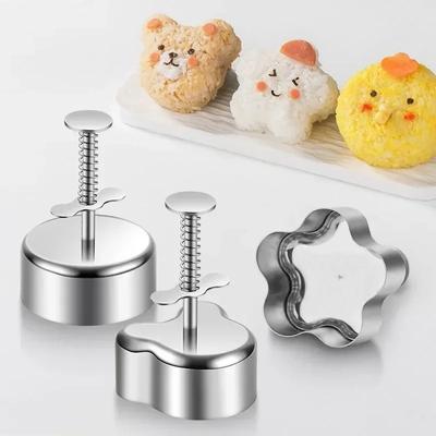 Forma do ryżu ze stali nierdzewnej 304 Japońska trójkątna forma do ryżu Forma do sushi Niedźwiedź Kwiatek Narzędzia do lunchu Narzędzia kuchenne do sushi