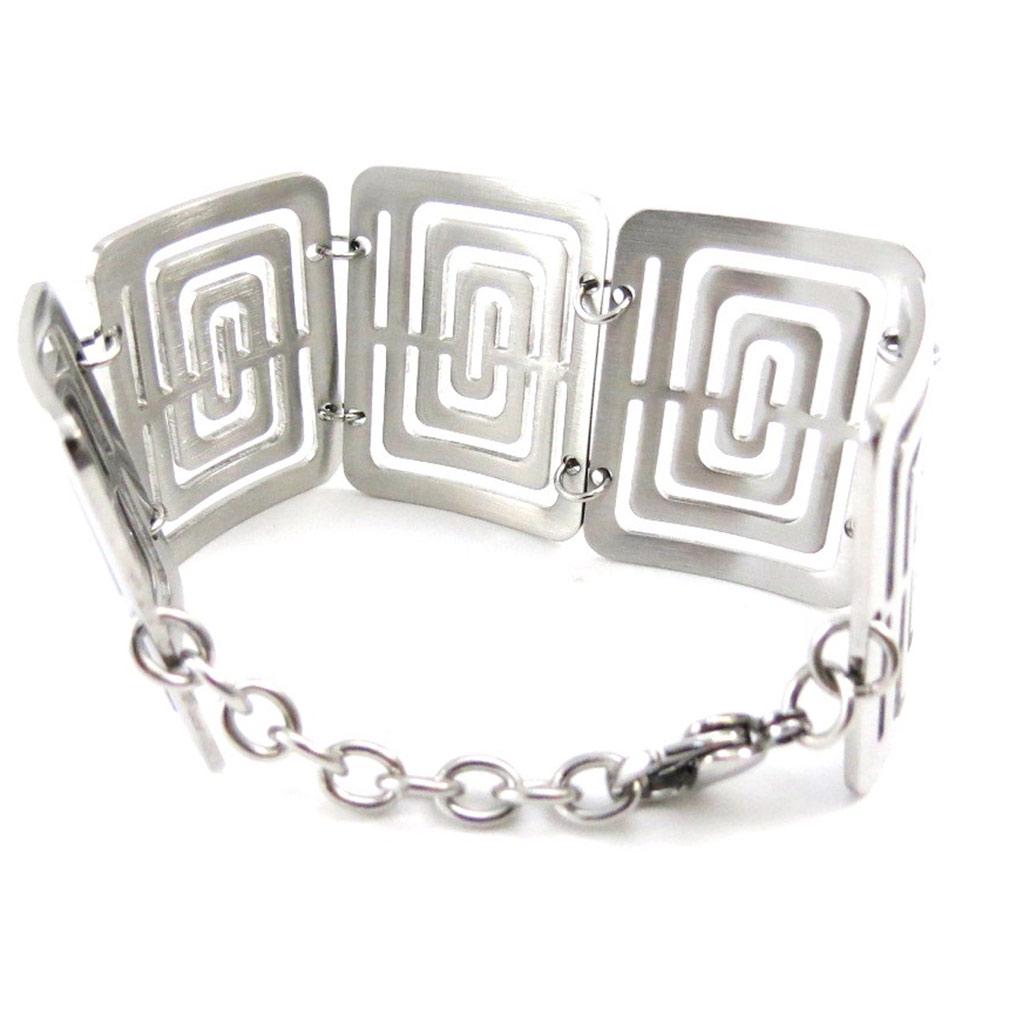 Les Trésors De Lily [J0988] - Silver 'Choreography' Steel Bracelet