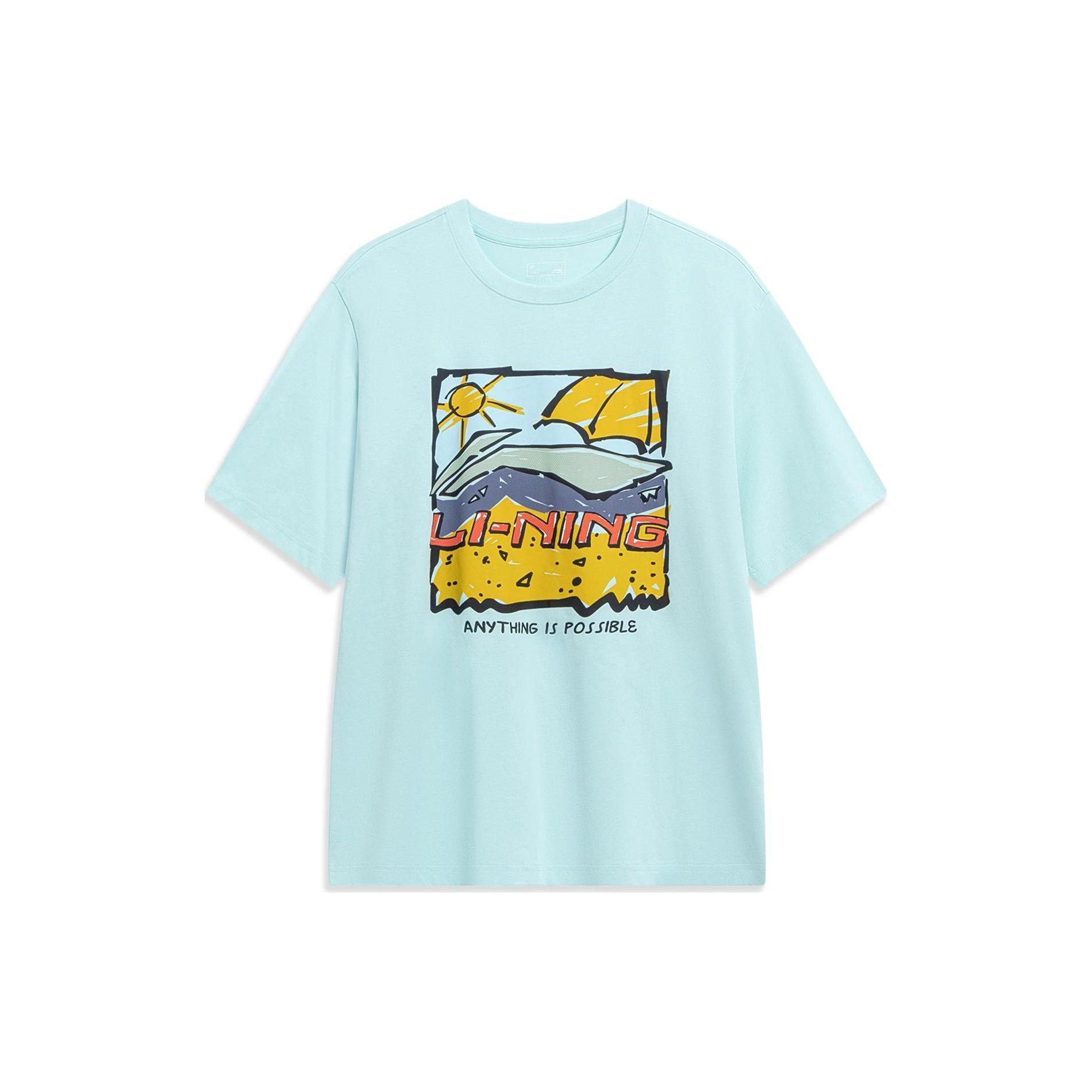Li-Ning Anything Is Possible Cartoon Graphic T-shirt Light Blue Men s AHST543-3 S