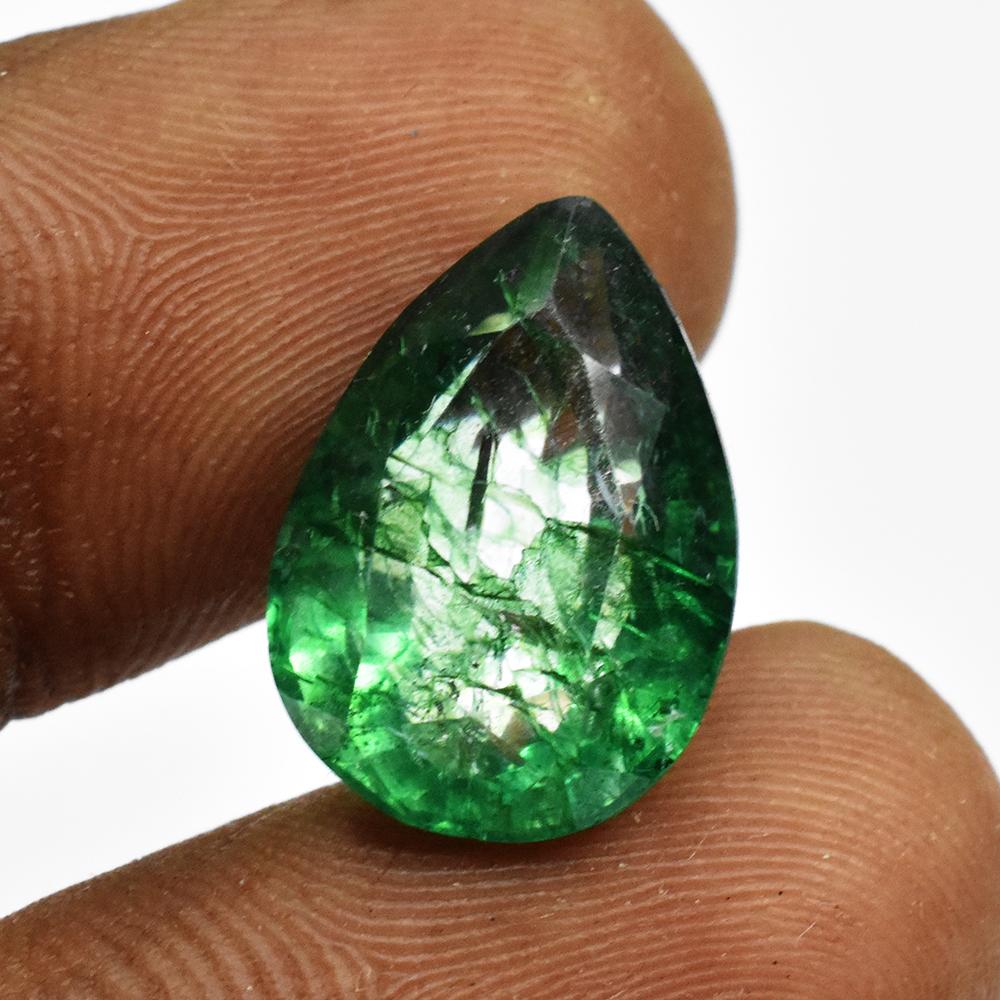 Natural Green Emerald Loose Gemstone 8.85 Ct Pear Cut Gift for Him for Jewelry Making and Crafts