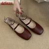 Fashion 2025 New Fashion Ankle Strap Ladies Mary Janes Flats Shoes Soft Female Square Toe Footwear Shallow Women Flats Lolita Shoes lady