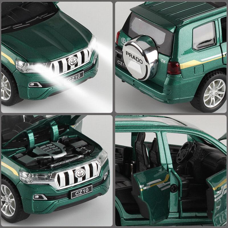 1/32 Scale Prado SUV Diecast Car Model Toy, Pull Back Toy Vehicle with Sound and Light for Kids Toddler Boys Girls Gift Collection