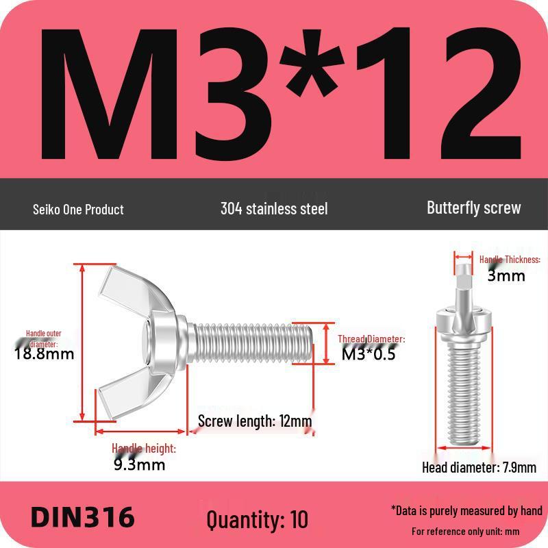 304 Stainless Steel Hand-Tightening Butterfly Weld Screws - Ram Horn M4 M5 M6 M8