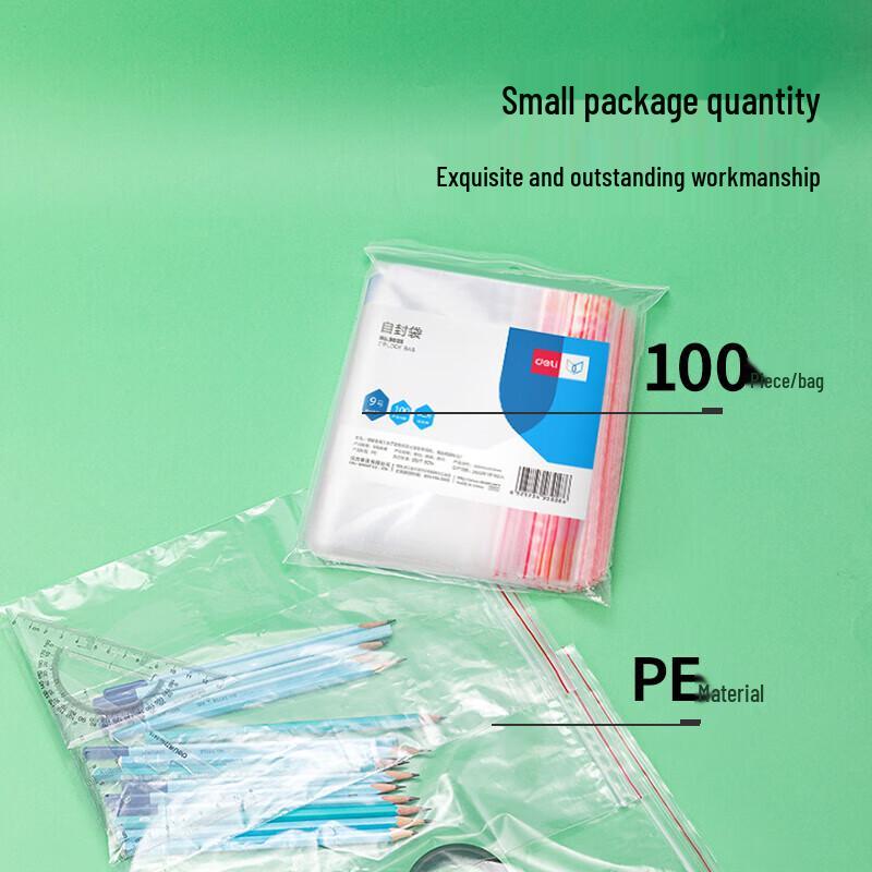 Deli Self-Sealing Transparent Plastic Bags