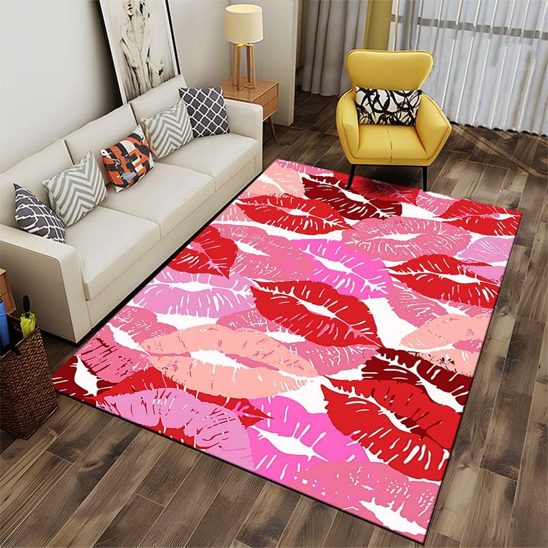 Colorful Lip Print Pattern Carpet suitable as a non-slip mat for the living room or bedroom sofa