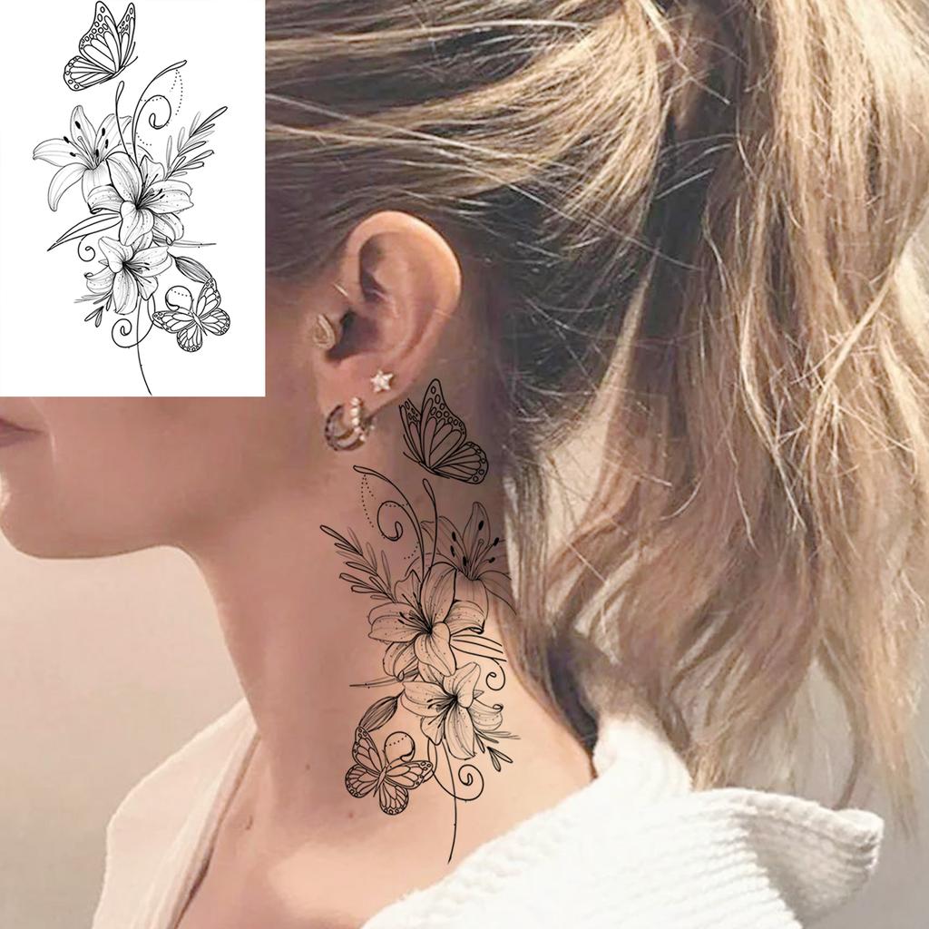 1 Vel Feniks Zonnebloem Maanbloem Tijdelijke Tatoeages Voor Vrouwen Handen, Nep Tatoeage Stickers Langdurig Realistische Tatoeages