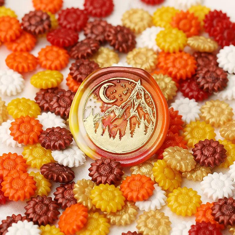 500g Cute Beautiful Mixed Color Sunflower Sealing Wax Particles  for Invitation Envelope Sealing Craft Decoration