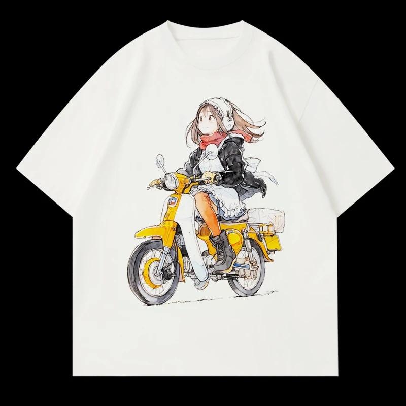 

2025 Summer New Bear Motorcycle Men s and Women s Cartoon Printed T-shirt Cotton Summer Loose Round Neck Short-sleeved Top 4XL