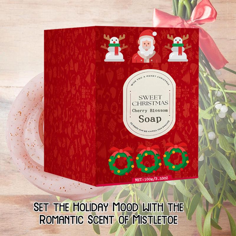 Christmas Soap Christmas Cherry Blossom Soap Nicotinamide Soap Bath Handmade Cleansing Soap