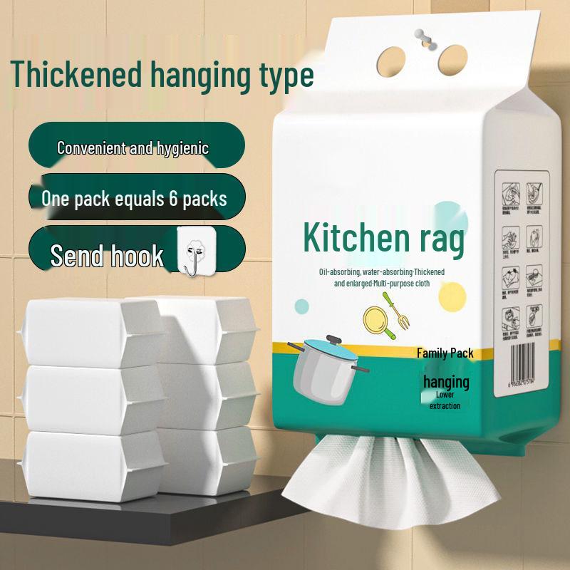 Thick Disposable Dual-Use Kitchen Towel: Oil & Water Absorbent for Dry & Wet Cleaning