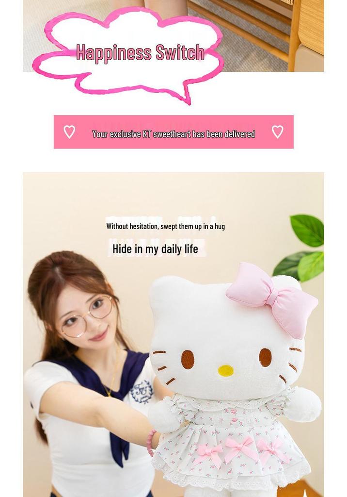 Hello Kitty Cartoon Lace Plush Toy - Cute Cat Doll Gift for Girls