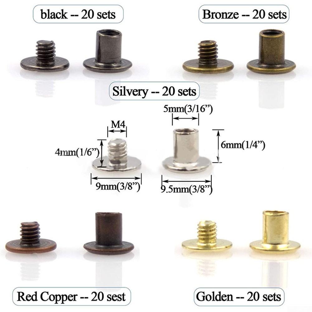 

100 шт. Кожаные заклепки Медь Двойной Золотой Комплект Круглая Защелка