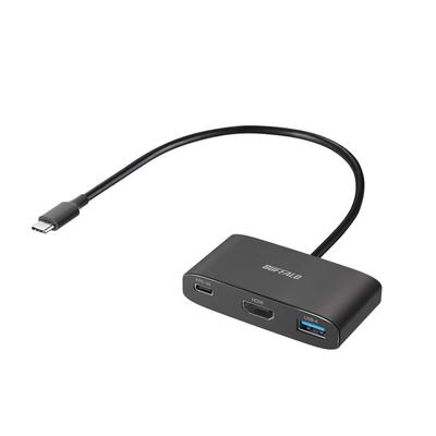 Buffalo USB Hub Gen1 3 Port 90W USB PD Compatible 4K HDMI 5Gbps High Speed Data Transfer Compatible with iPhone 16 Black BSH3U335C1PBK USB-C 3.2