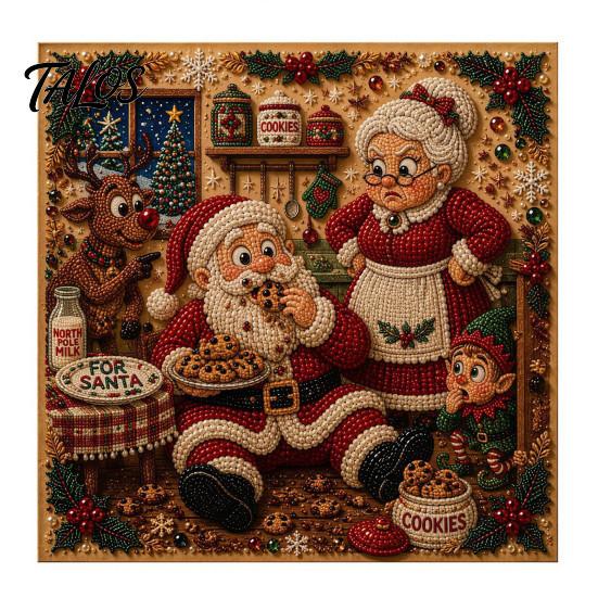 Faux Pearl Painting Kits for Kids Christmas Art Kit, DIY Rhinestone 8" x 8", Cartoon 3D Picture Creation Snowman Animal Diamond Craft Kit Adults,