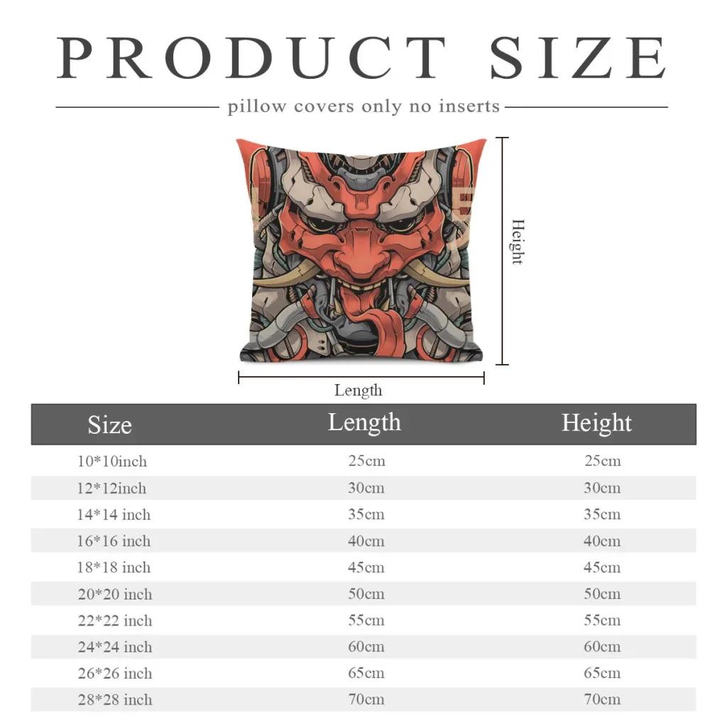 Oni Mecha Japanese Oni Polyester Cushion Cover For Sofa Chair Decorative Soft Pillow Cover Pillow Covers Decorative