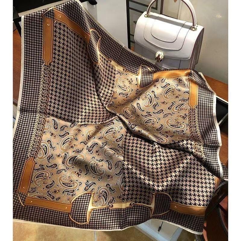 

70 шелковый шарф квадратный шарф первоклассный смысл корейской моды универсальный карьерный симулятор шелковый маленький шейный платок винтажный напечатанный шелковый шарф женский