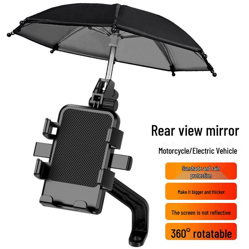 Electric Car & Bicycle Phone Holder: Shock-Absorbent, Waterproof Sunshade, Helmet Attachment for Motorcycles.