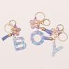 A-Z Letters Keychain Pendant Purple Butterfly Letter Keychain For Girls Women Exquisite Backpack Decoration Accessories Gifts