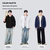 MINISO Contrast Color Casual Hooded Cardigan Sweatshirt