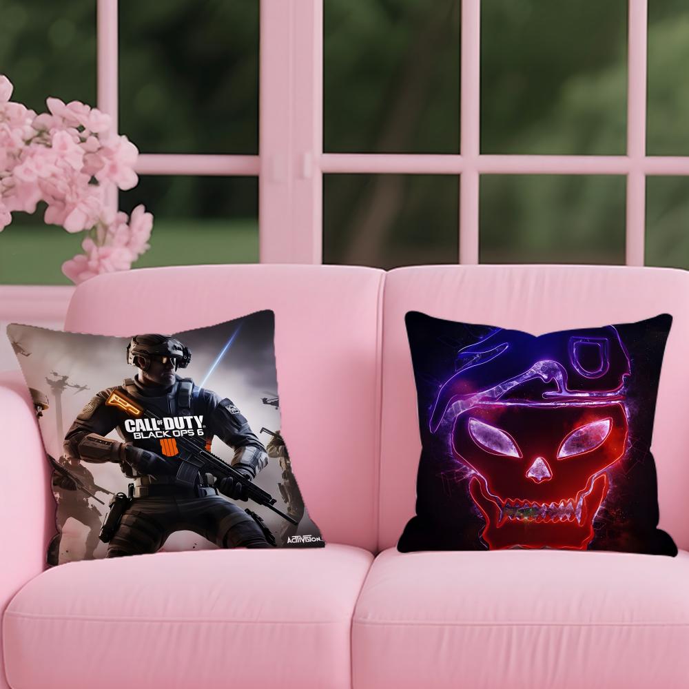 Game C-Call of D-Duty Black Ops Cushion Cover Reversible Plush Pillow Cover – For car, sofa, bedroom, perfect as a gift.