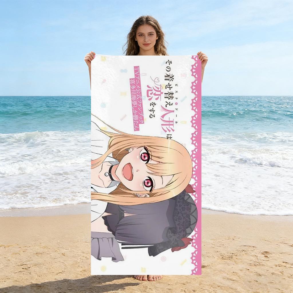 VIKAMA My Dress Up Darling Marin Kitagawa Strandtuch Schnelltrocknend Geeignet für Schwimmen Strand Pool Fitnessstudio Sommergeschenk für Freunde