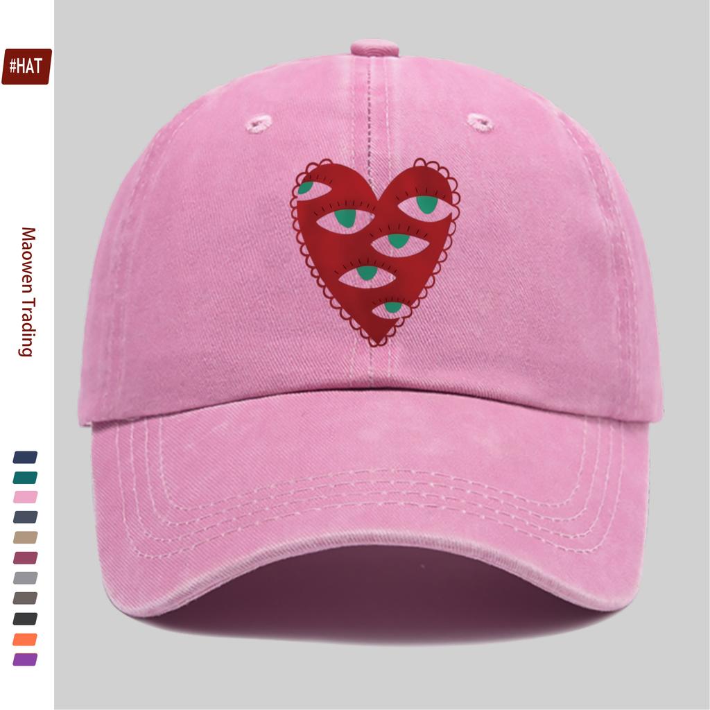 Pc Unique HeartShaped Printed Baseball Cap with Eye Pattern Stylish Sun Hat Comfortable and Lightweight Trucker Sun Hat Adj
