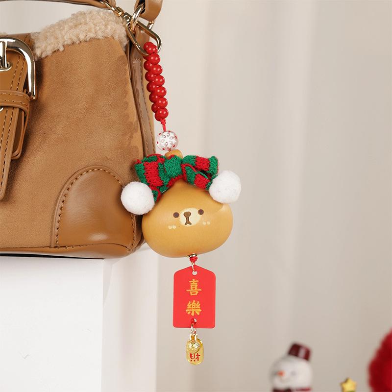 Cute Head-covering Bear Natural Cultural Gourd Versatile Bag Hanging Car Hanging Stress Relief Plate Play Ornament