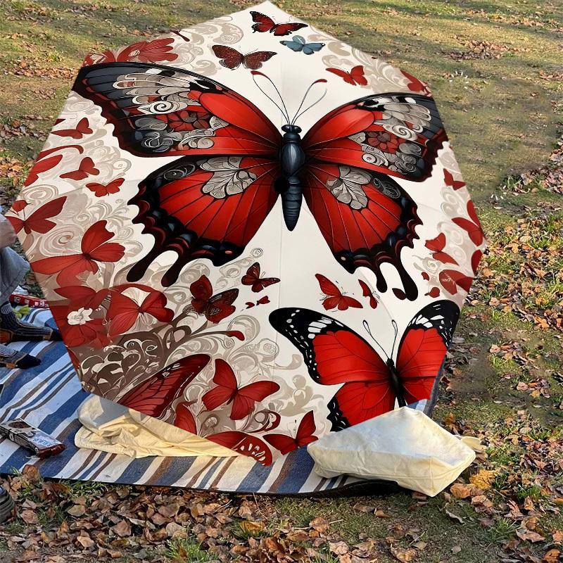 1pc Butterfly Pattern Automatic Open/Close Umbrella Compact Folding Umbrella with 8-Rib Shaft for Women/Men, Elegant Birthday1325S