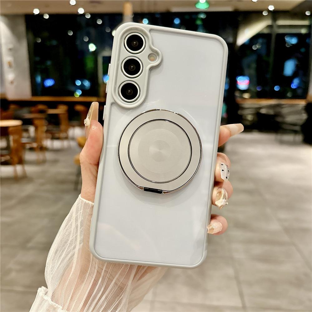 Magnetic Bracket Clear Phone Case For iPhone 17 16 15 14 13 12 11 Pro Max Plus 17Air Wireless Charging Hard Acrylic Back Cover
