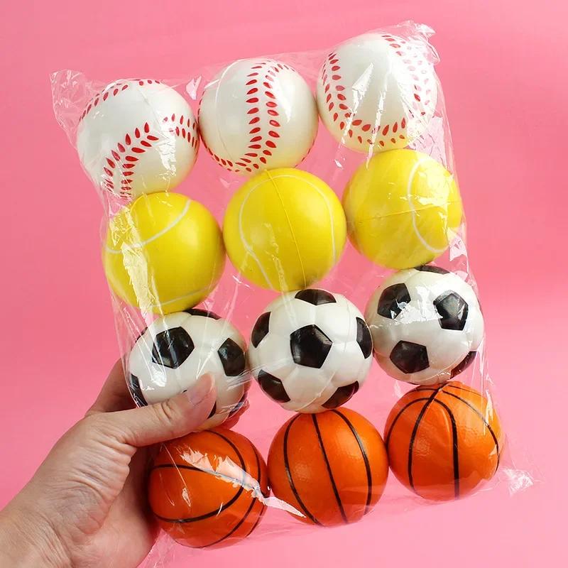 

6/12Pcs Fun Pu Foam Sponge Ball Set Kids Birthday Party Favors Pinata Filler Christmas Carnival Stress Relief Toy Gift Pack (As shown-3469)-
