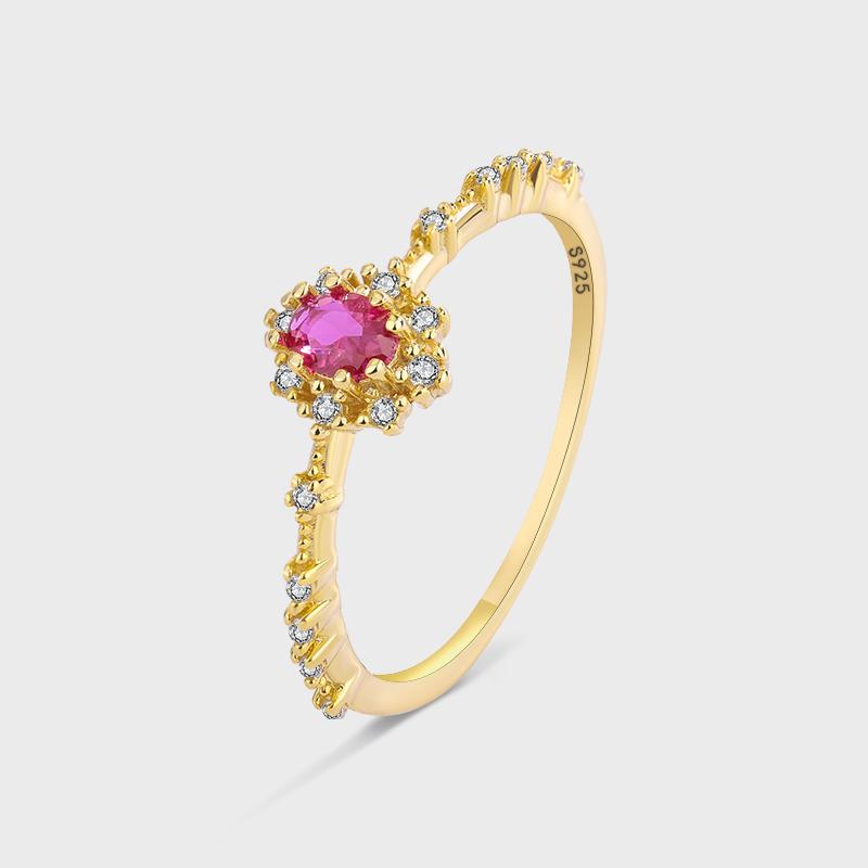 

Изысканное золотое инкрустированное кольцо с красным цирконом S925 Серебряное кольцо для женщин Модные вечерние украшения Ювелирные изделия из стерлингового серебра Элегантное свадебное кольцо для невесты 9 золотой