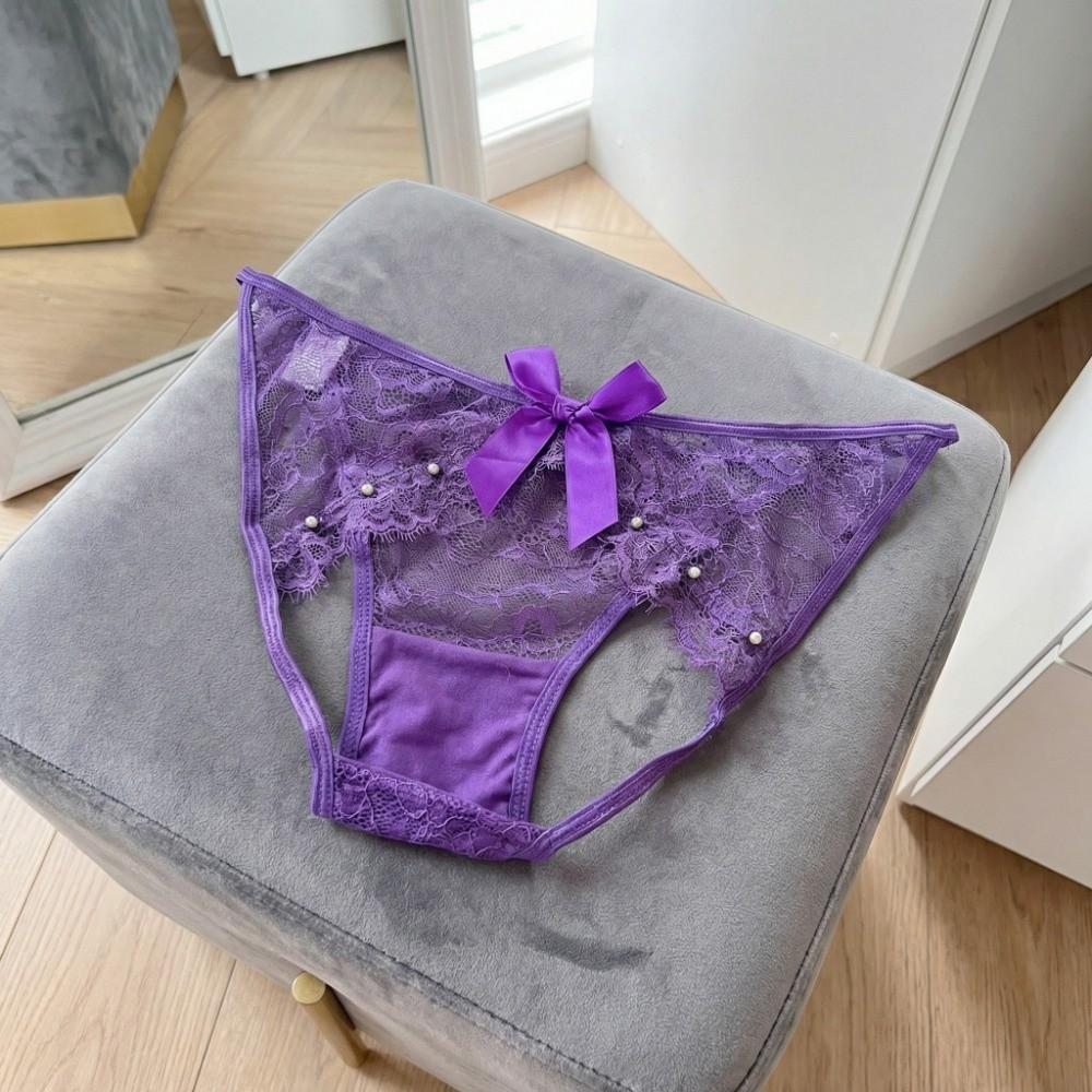 G-String Bowknot Lace Panties Flowers Big Bow Underpants Breathable Thong for Women  Home