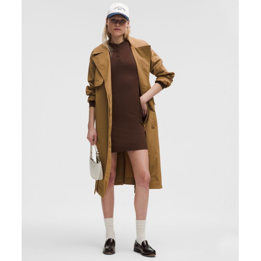 

Lululemon All Aligned Ribbed Long Sleeve Henley Dress Lava Cake 8