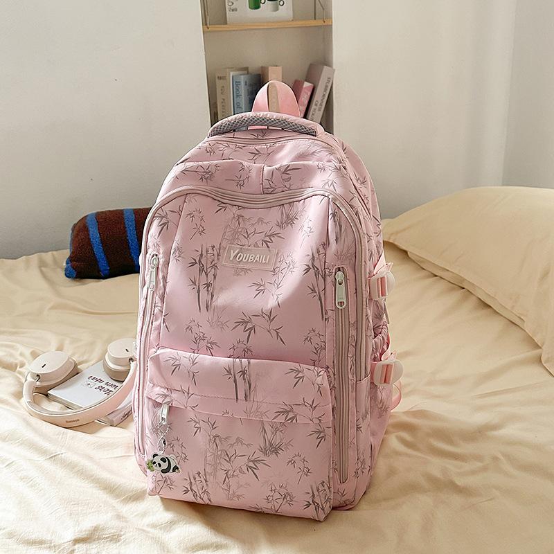High Value Medium Fresh and Sweet Bamboo Backpack Junior High School Students Lightweight Simple Large Capacity Backpack