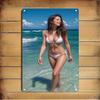 Vintage Turquoise Bikini Model Metal Beach Wall Art Sign Home Bar Cafe Decor