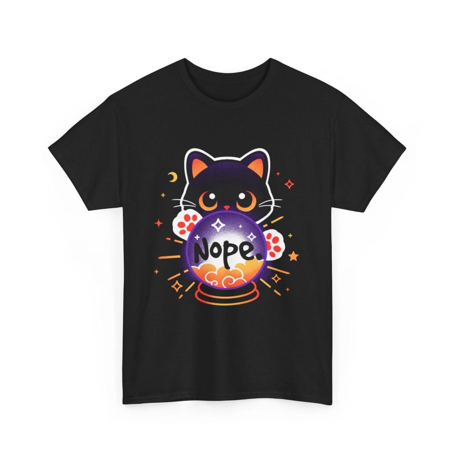 

Nope Cat Crystal Ball Cat | Funny Black Cat Shirt Women & Men | Nope Cat Shirt S
