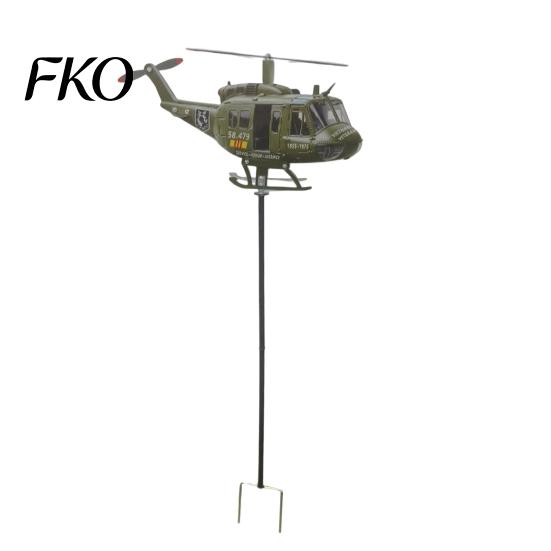 Patriotic Windmill Decoration Wind Spinner, Helicopter Stake with Spinning Propeller, 2D Metal Lawn Spinner Outdoor Airplane Sculptures Ornament