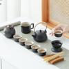 Black pottery kung fu tea set household simple modern teacup travel beam pot whole set tea sea tea can tea cup tea leak