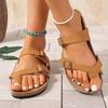 New set of toe retro large size slippers double-breasted buckle open-toed sandals
