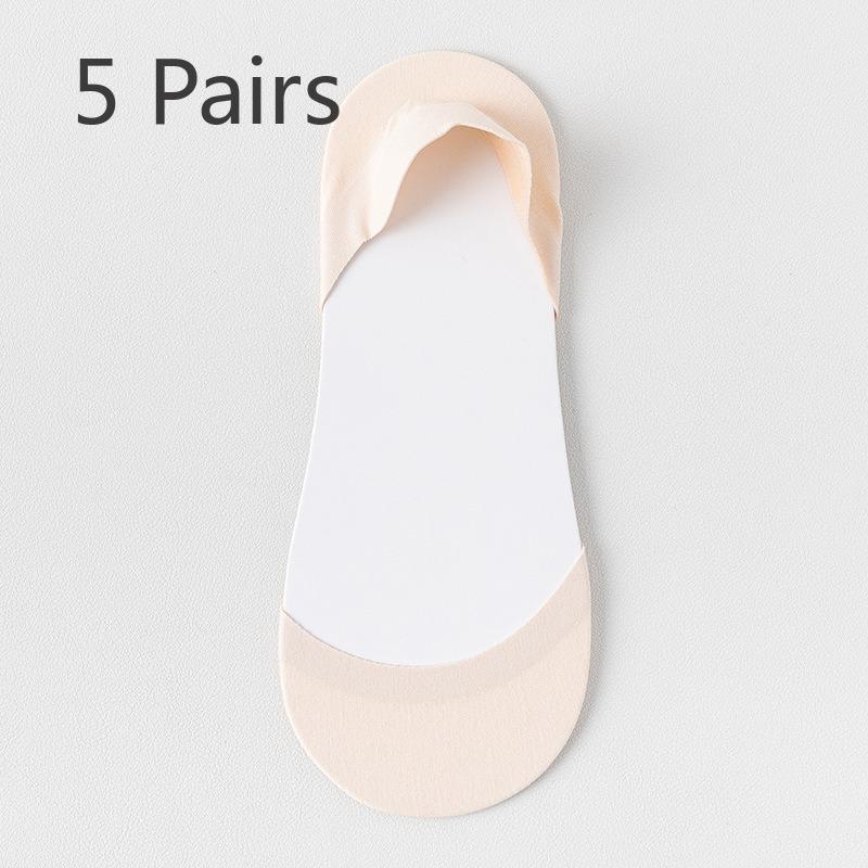 5 Pairs of Women's Summer Thin Non-slip Heel Shallow Mouth Invisible Socks