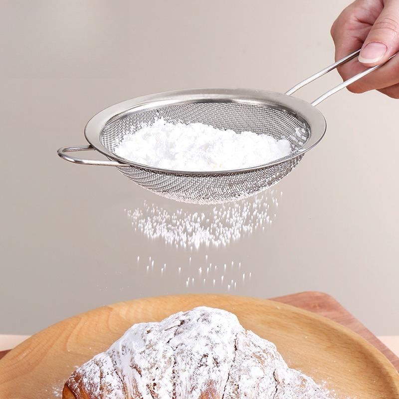 3pcs Stainless Steel Fine Mesh Strainer With Sturdy Handle And Hook, Colander Sifter For Juice Soy Milk, Kitchen Tools