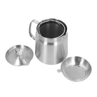 Oil Strainer Pot 304 Stainless Steel Oil Filter Large Capacity Ergonomic Handle Grease Container