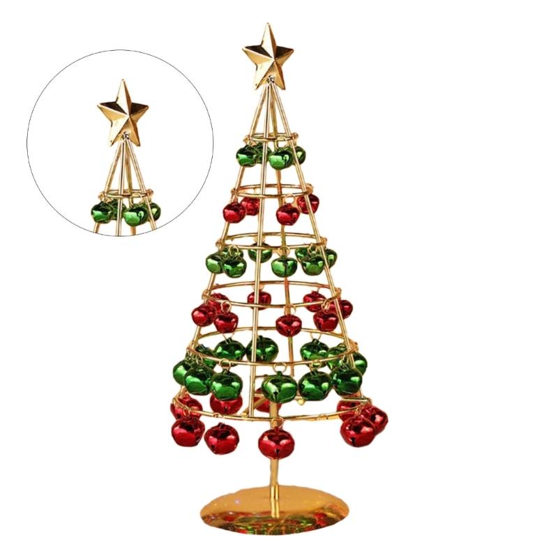 39cm/15.4Inch Elegant Mini Metal Artificial Christmas Tree with Colorful Bells Festive Tabletop Decor Fine Craftsmanship