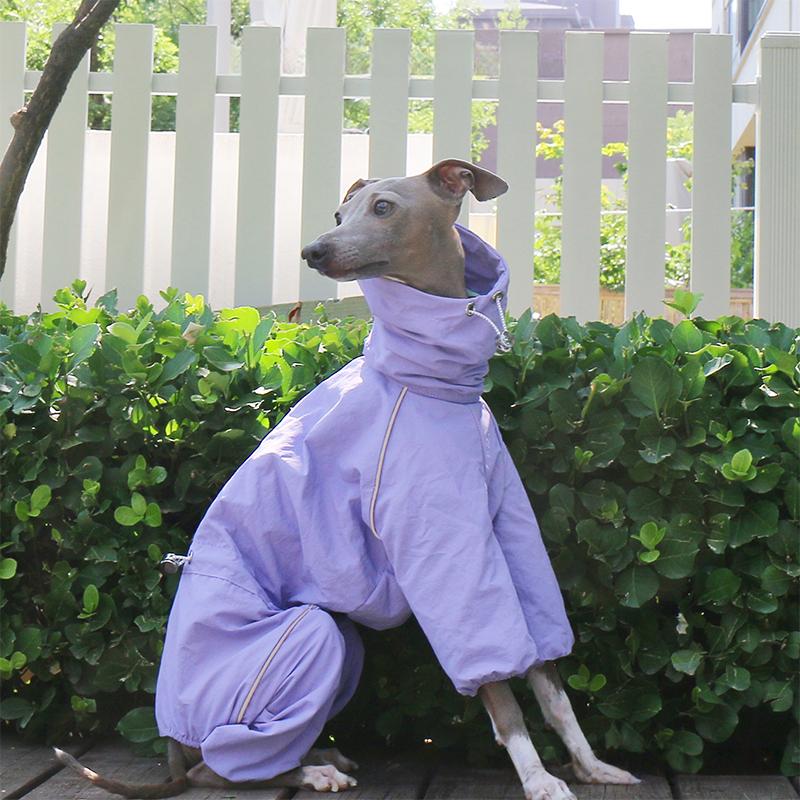 Waterproof Dog Raincoat Italy Greyhound Whippet Jacket Sun-proof Adjustable High Collar Zipper Pet Raincoat Outdoor Walkin
