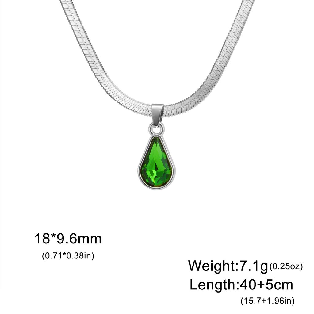 Colored Crystal Teardrop Pendant Women Necklace Snake Chain Fashion Choker Jewelry Gift
